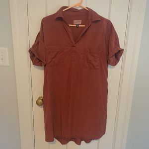 Maroon collared shirt dress